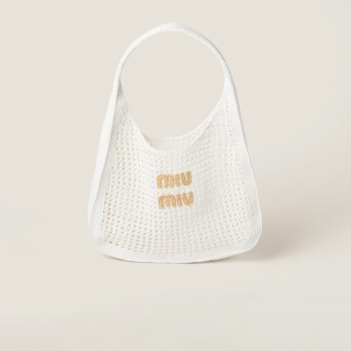 Miu Miu Woven Hobo Bag White