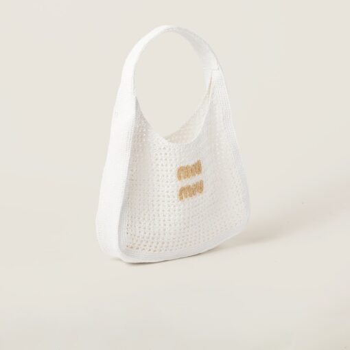 Miu Miu Woven Hobo Bag White - Image 3