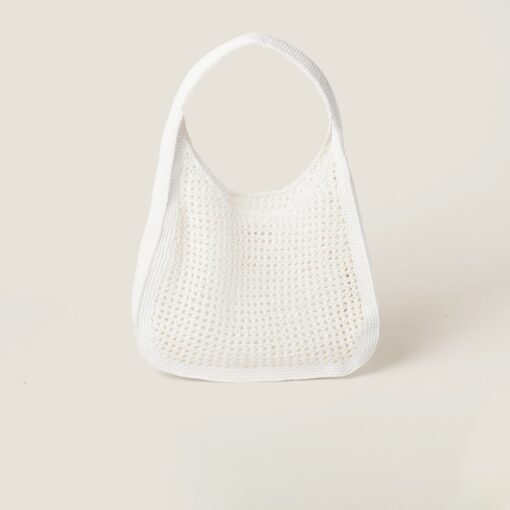 Miu Miu Woven Hobo Bag White - Image 2