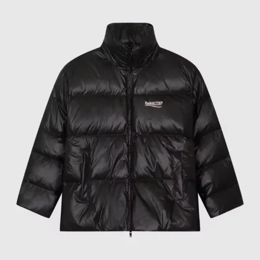 Balenciaga Down Jacket Black With Long Logo