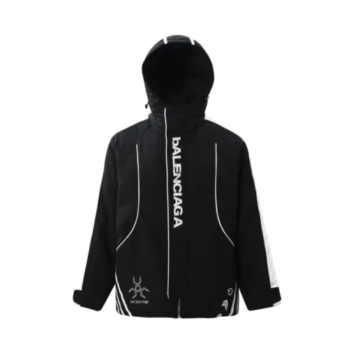 Balenciaga Down Jacket Black And White With Logo