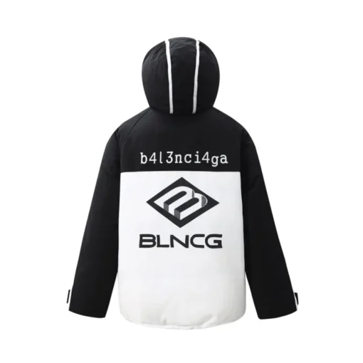 Balenciaga Down Jacket Black And White With Logo