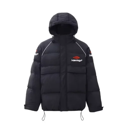 Balenciaga Down Jacket Black And Red Logo