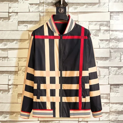 Burberry Jacket Black Beige Print