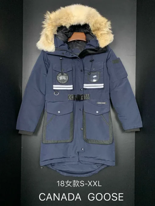 Canada Goose Women Down Jacket Navy Blue Beige