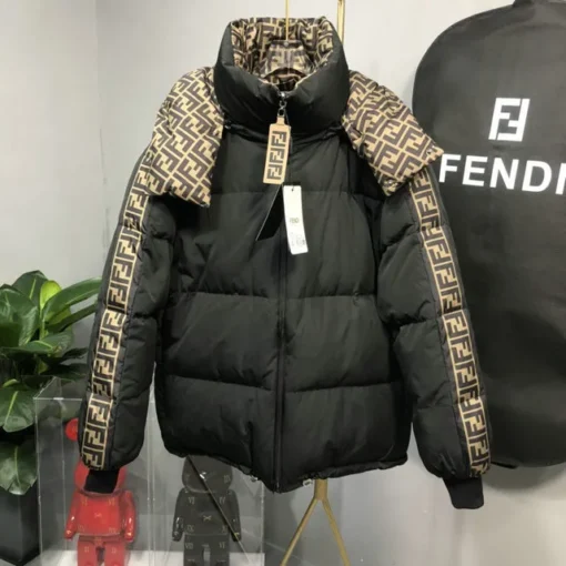 Fendi Down Jacket Black And Beige