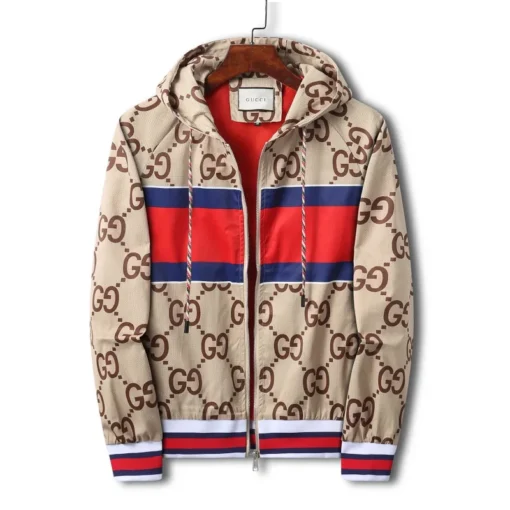 GG Jacket Beige And Red Border