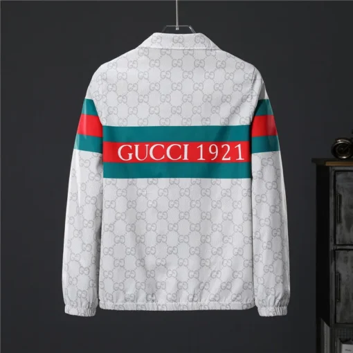 GG Jacket White And Red Green Border