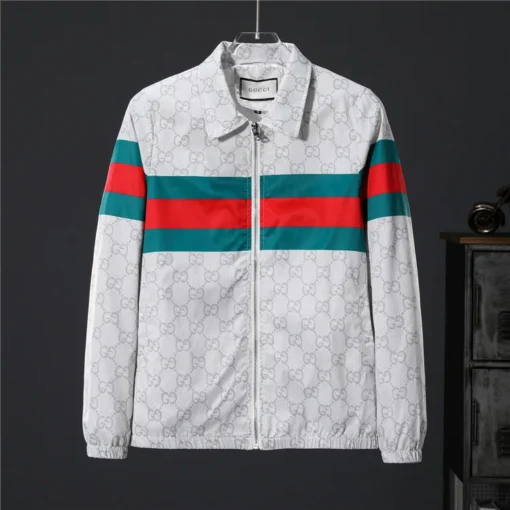 GG Jacket White And Red Green Border