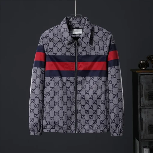 GG Jacket Gray And Red Green Border