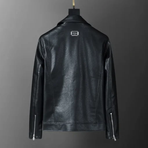 GG Leather Jacket Black - Image 3