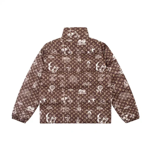 LV Down Jacket Brown And White - Image 2