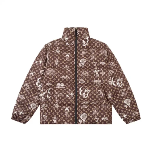 LV Down Jacket Brown And White