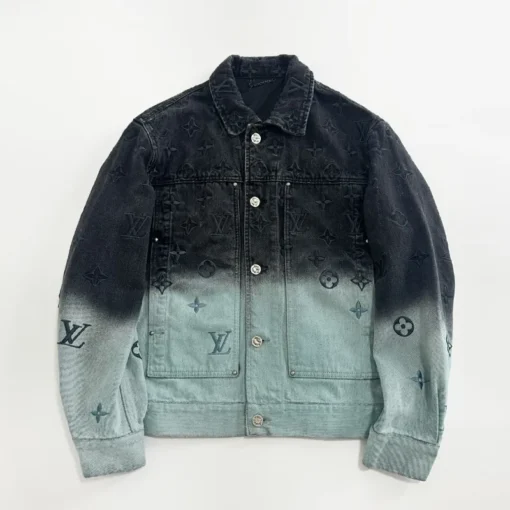 LV Denim Jacket Black And Sky Blue