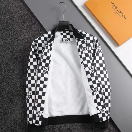 LV Jacket White And Black Logo