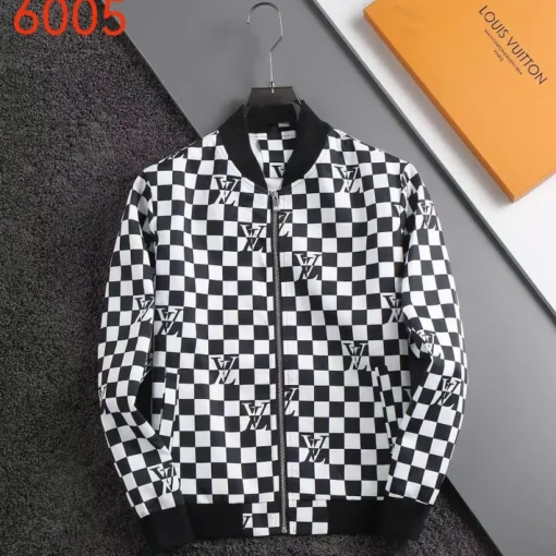 LV Jacket White And Black Logo