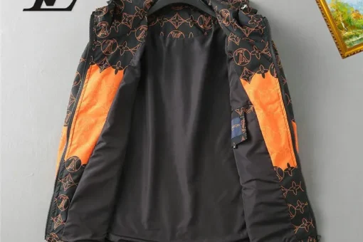 LV Jacket Black And Orange