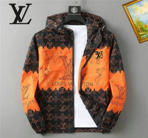 LV Jacket Black And Orange