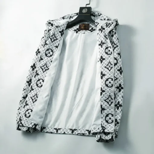 LV Jacket White Black Logo - Image 2