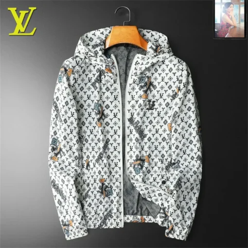 LV Jacket White Black Logo