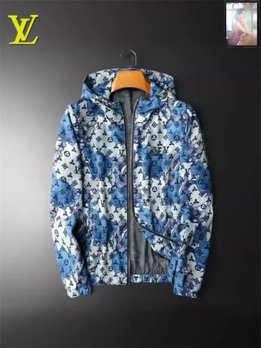 LV Jacket White Blue Print