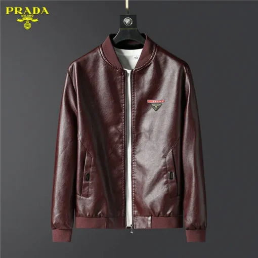 Prada Leather Jacket Burgundy