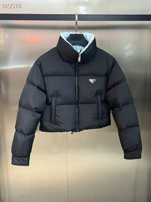 Prada Down Jacket Black And Sky Blue