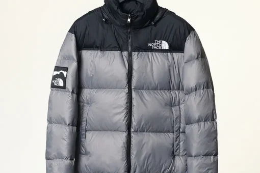 North Face Down Jacket Black And Gray With Logo