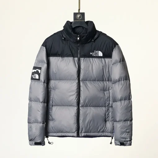 North Face Down Jacket Black And Gray With Logo