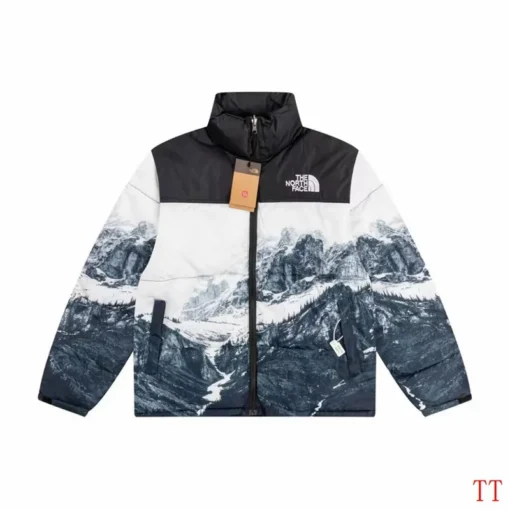 North Face Down Jacket Black And Print