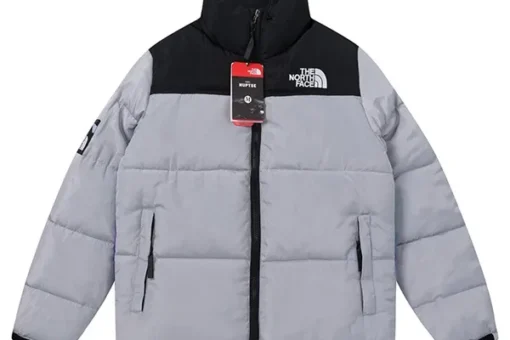 North Face Down Jacket Black And White With Print