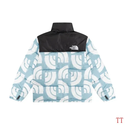 North Face Down Jacket Black And White With Sky Print - Image 2