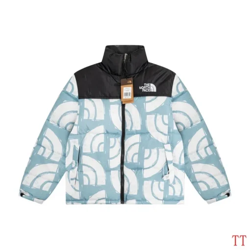 North Face Down Jacket Black And White With Sky Print