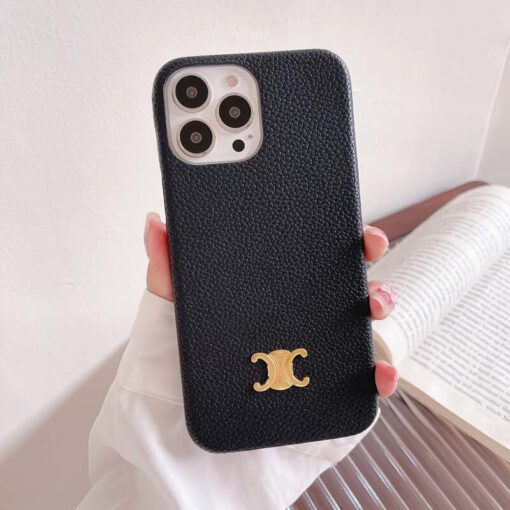 Celine iPhone Case Black Grain