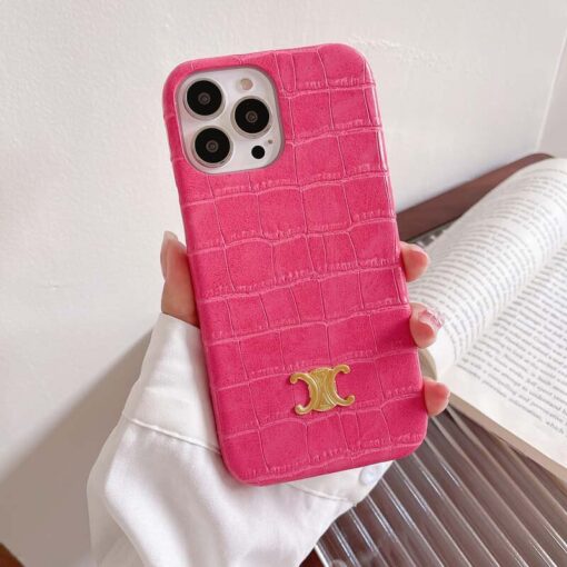 Celine iPhone Case Pink Croc