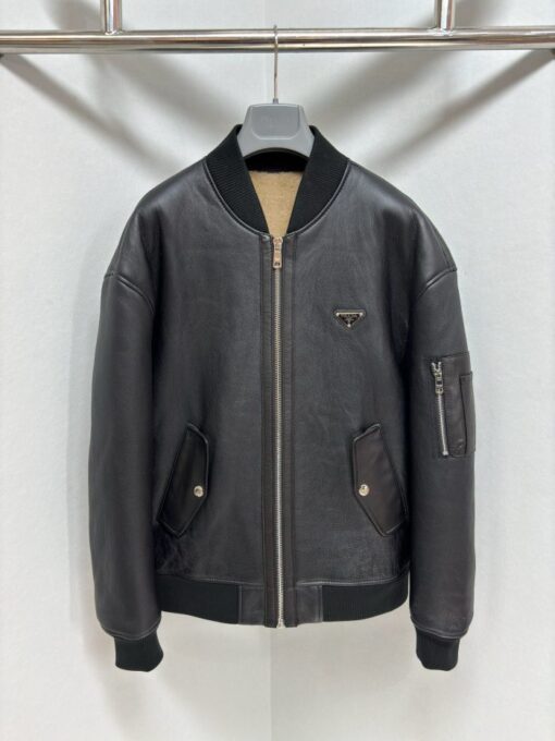 Prada Leather Jacket Dark Grey