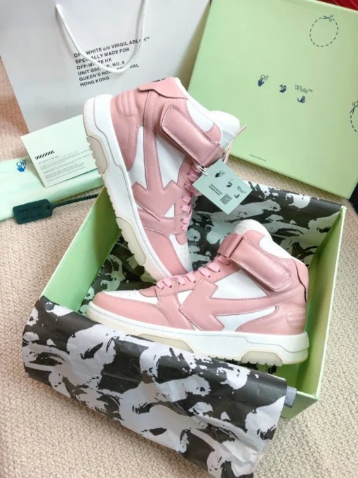 Off White Low Sartorial Stitching Sneaker Pink & White