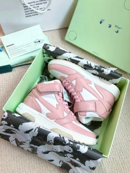 Off White Low Sartorial Stitching Sneaker Pink & White