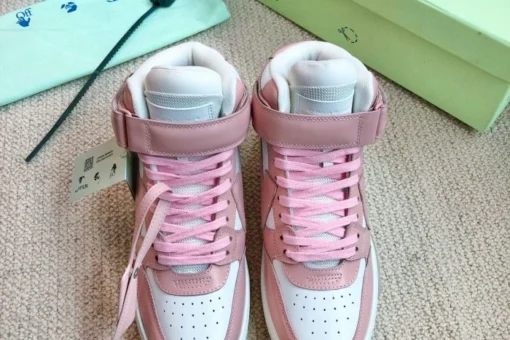 Off White Low Sartorial Stitching Sneaker Pink & White