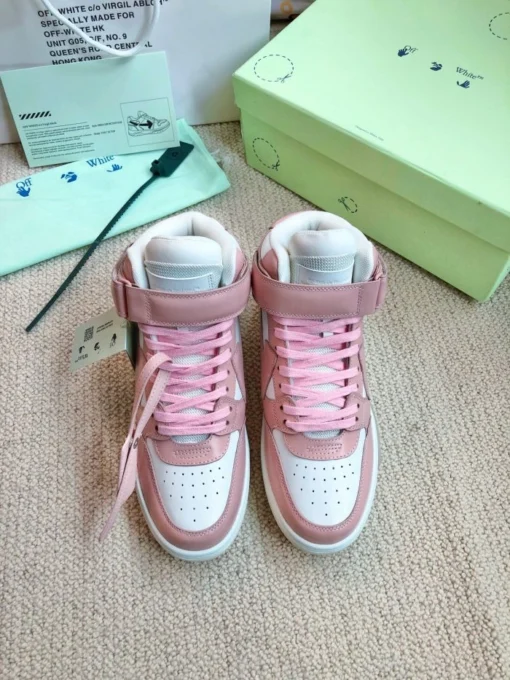 Off White Low Sartorial Stitching Sneaker Pink & White