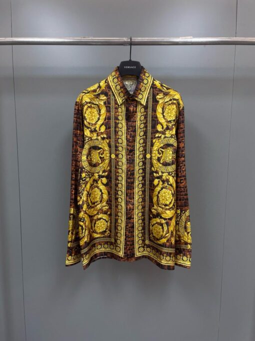 Versace Shirt Brown Yellow