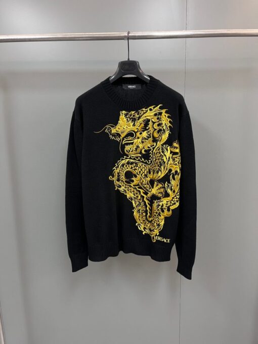 Versace Sweater Black Gold Dragon