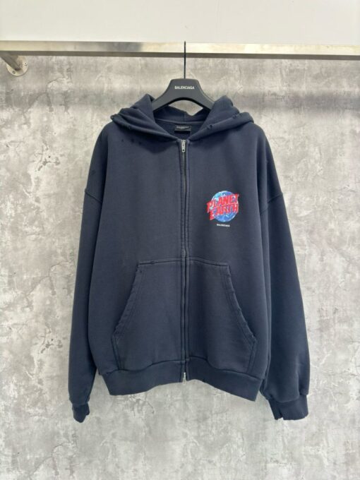 Balenciaga Zip Hoodie Navy Blue