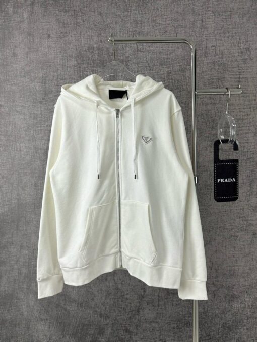 Prada Zip Hoodie White