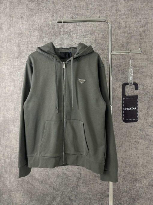 Prada Zip Hoodie Grey