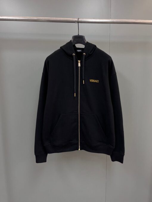 Versace Zip Hoodie Black