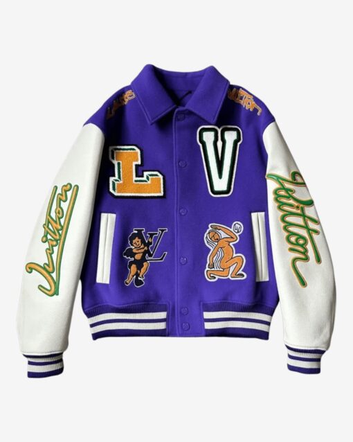 LV Virgil Abloh Purple Varsity Jacket