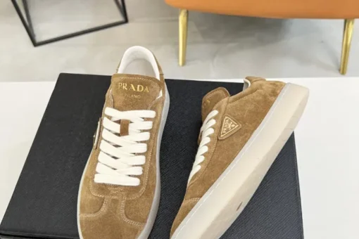 Prada Lane Deer Leather Sneakers Brown