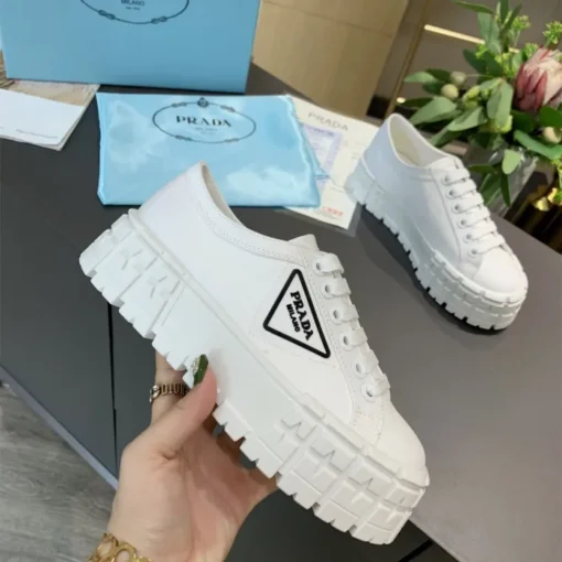 Prada 2024 New Double Wheel Re-Nylon gabardine Sneaker White