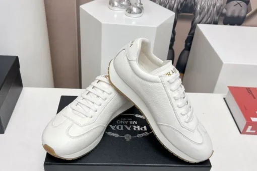 Prada Rank Leather Sports Sneakers White